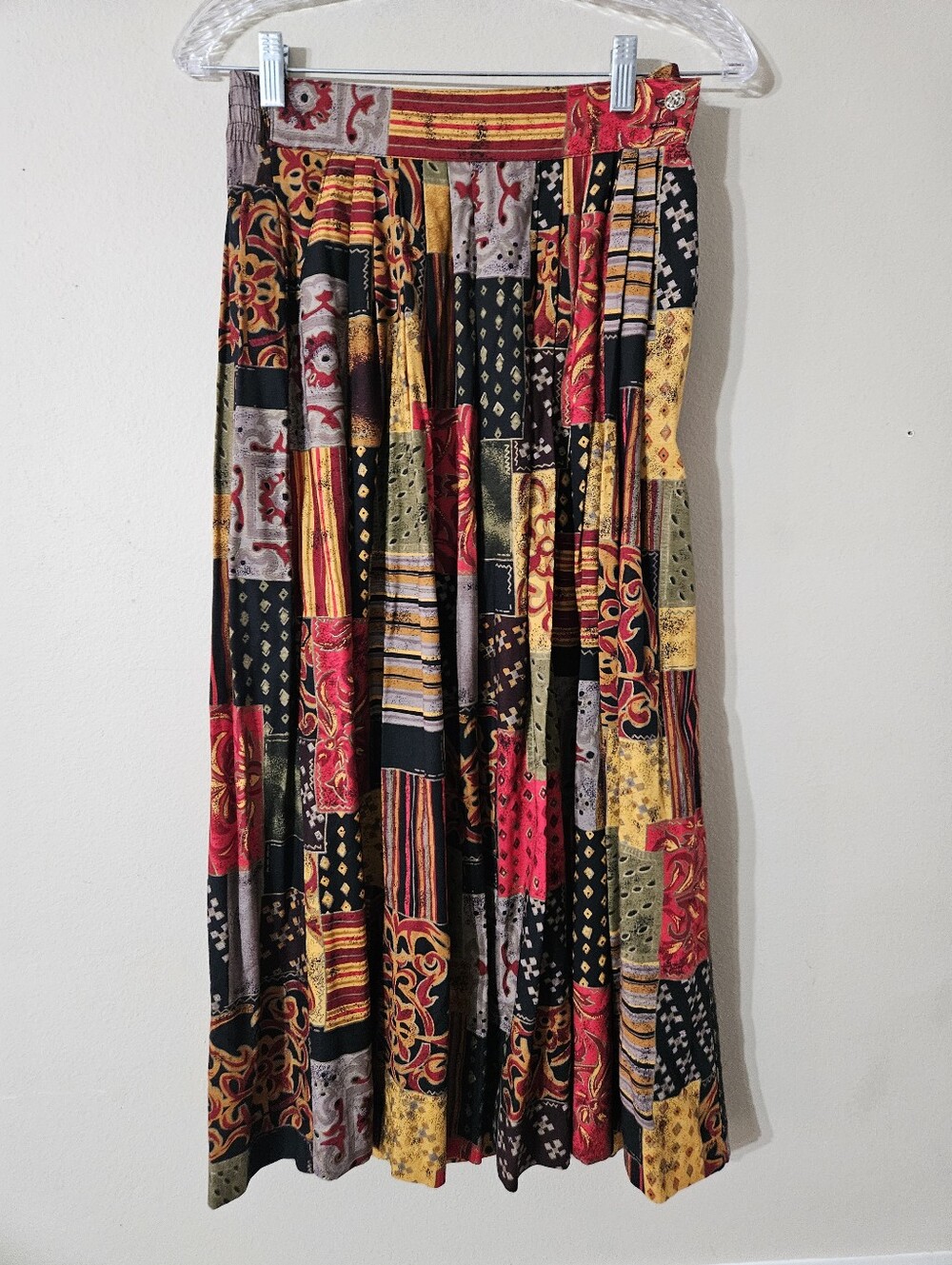 Vtg Intriguing Threads Boho Patchwork Skirt Size 8